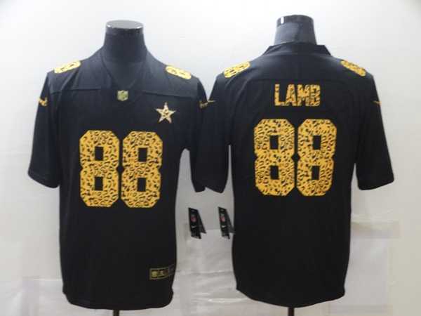 Mens Dallas Cowboys #88 CeeDee Lamb 2020 Black Leopard Print Fashion Limited Football Stitched Jersey Dzhi